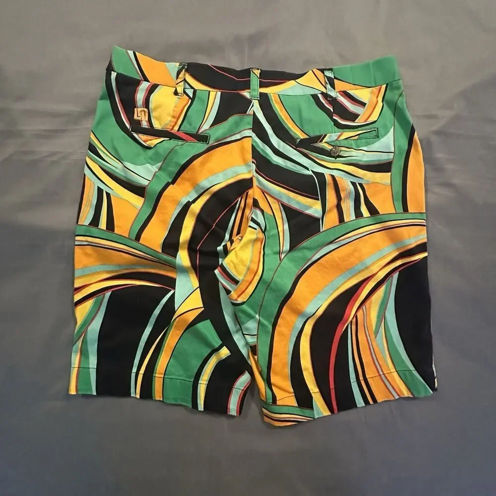 Loudmouth Golf Shorts Mens 38 Chino Orange Swirls Gone Wild Flat Front Outdoors